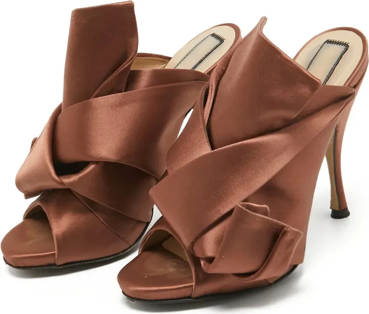 120mm Knotted Satin Sandals - Image 4