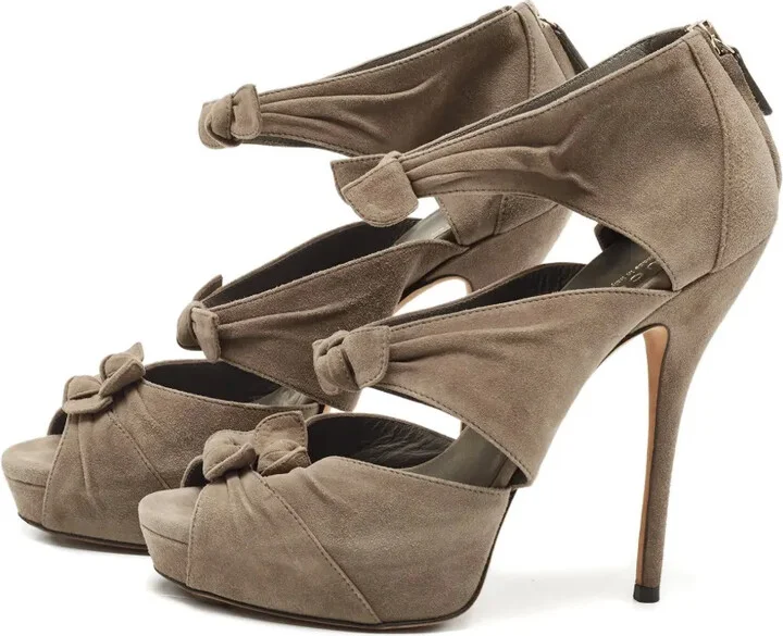120mm Knotted Suede Sandals - Image 2