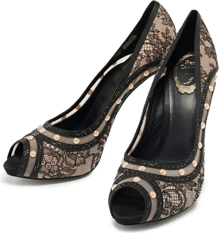 120mm Lace Faux-Pearl Pumps - Image 2