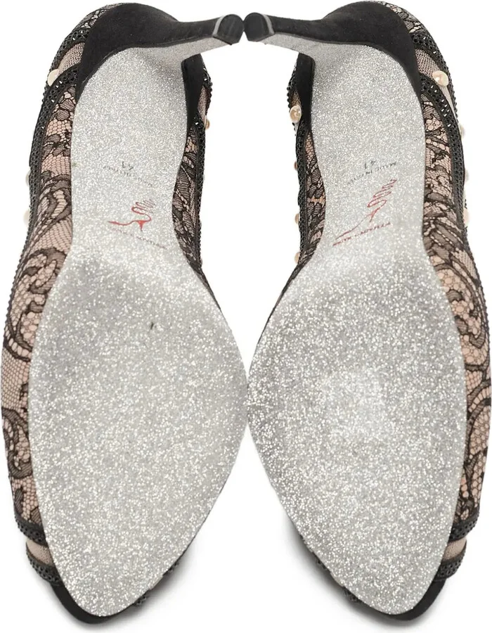 120mm Lace Faux-Pearl Pumps - Image 4