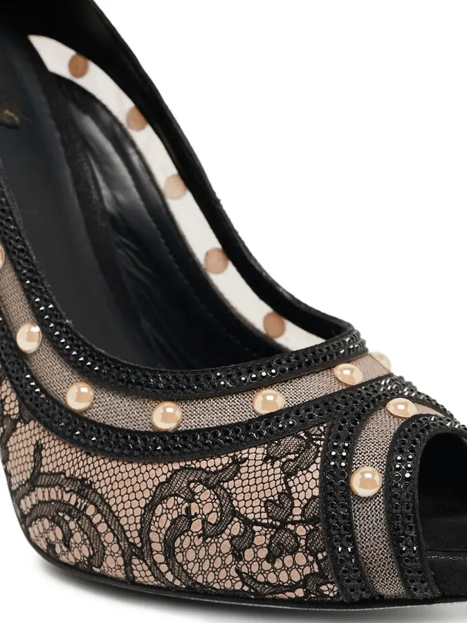 120mm Lace Faux-Pearl Pumps - Image 5