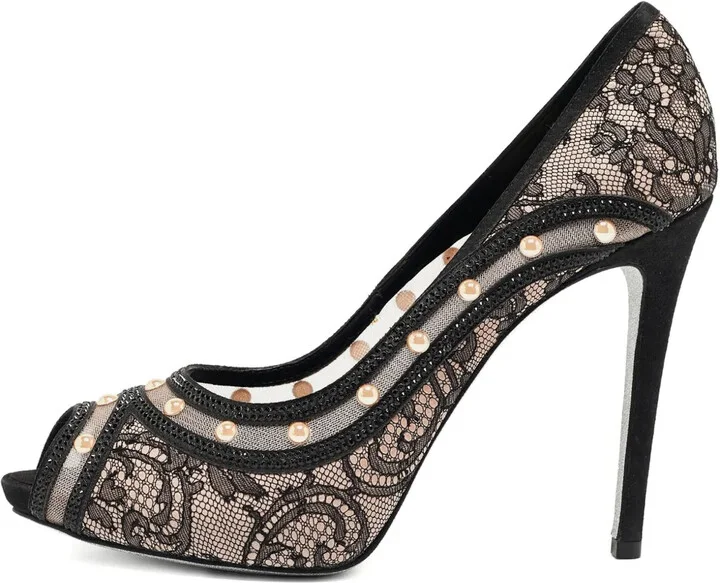 120mm Lace Faux-Pearl Pumps