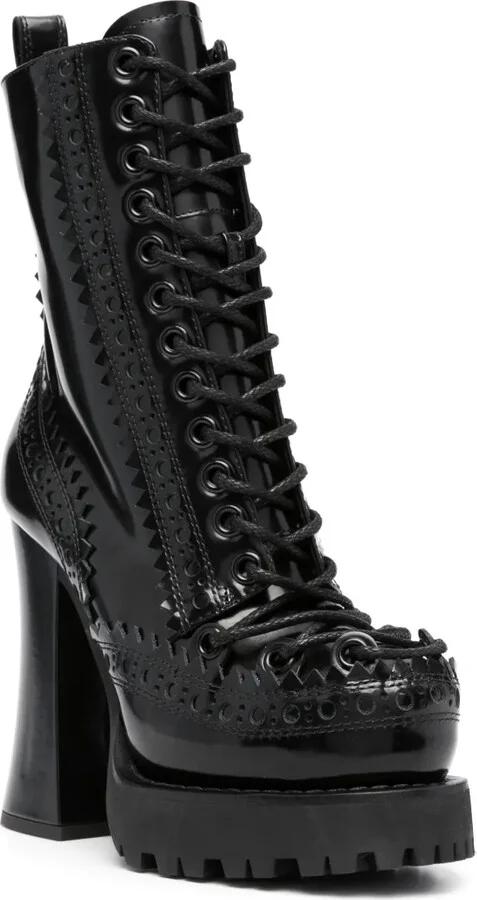 120mm Lace-Up Leather Boots - Image 2