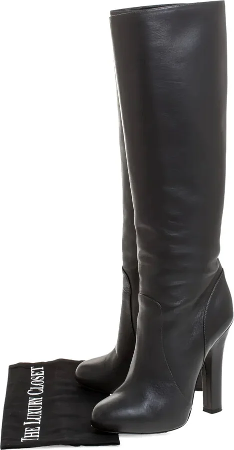 120mm Leather Knee-High Boots - Image 5