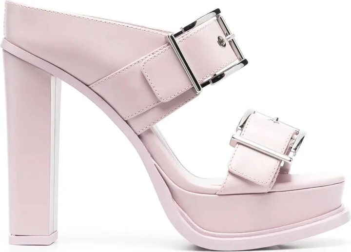 120mm Leather Platform Mules