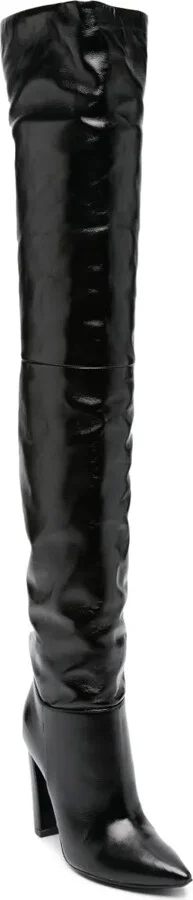 120mm Leather Pointy-Toe Boots - Image 2