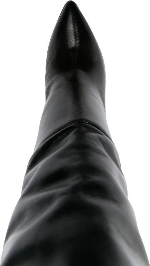 120mm Leather Pointy-Toe Boots - Image 4
