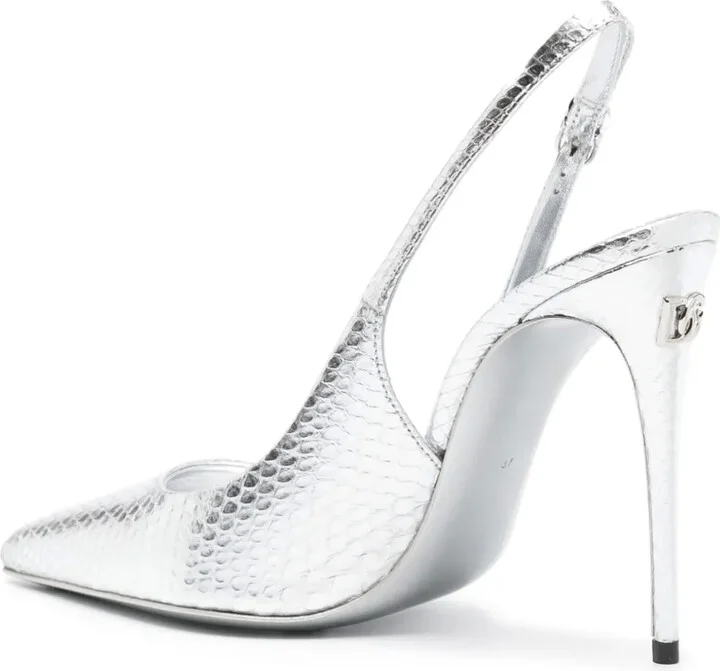 120mm Metallic Snakeskin Pumps - Image 3