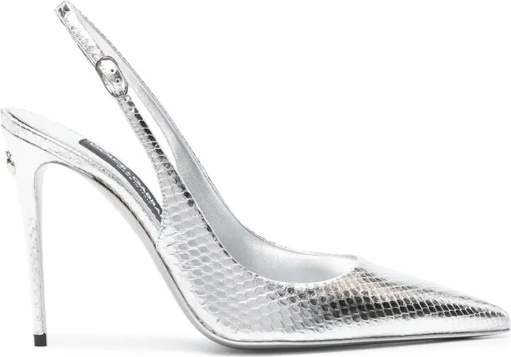 120mm Metallic Snakeskin Pumps