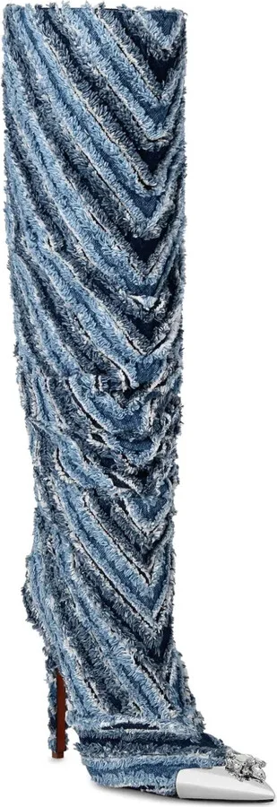 120mm Mix Denim High Boots - Image 2