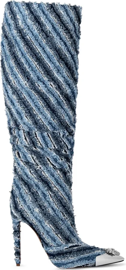 120mm Mix Denim High Boots