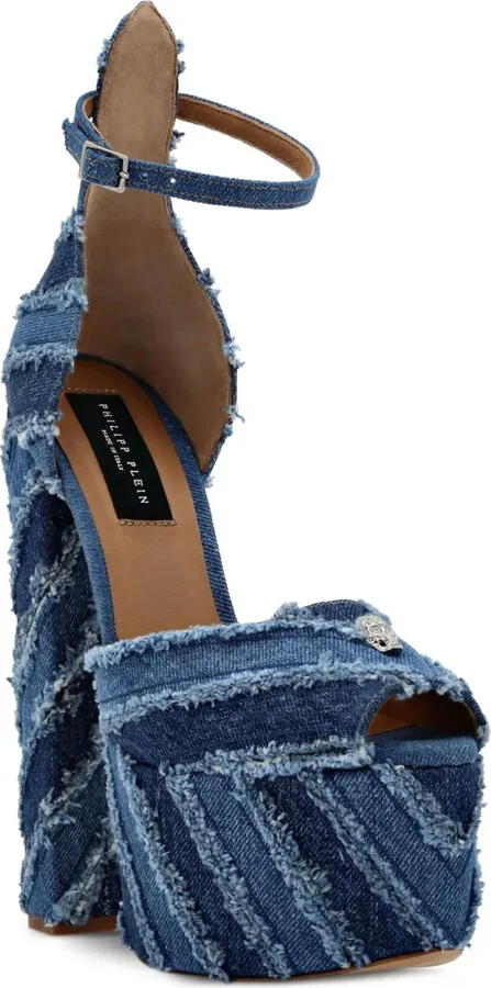 120mm Mixed Denim platform pumps - Image 2