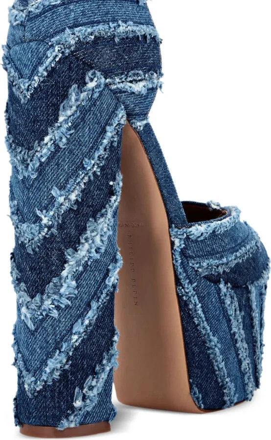 120mm Mixed Denim platform pumps - Image 3