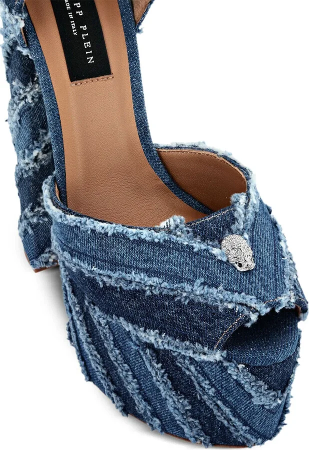 120mm Mixed Denim platform pumps - Image 4