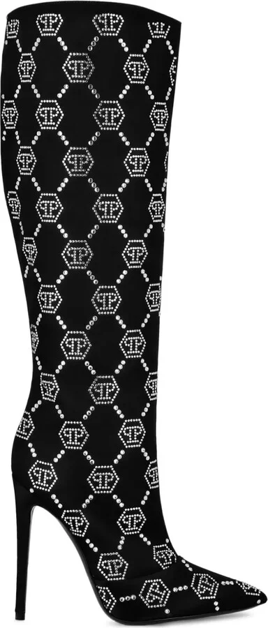 120mm Monogram-Pattern Satin Boots