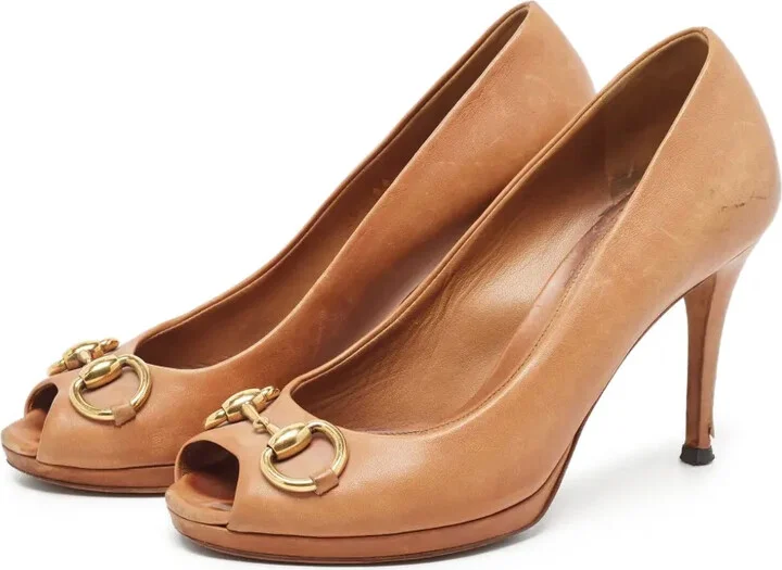 120mm Peep-Toe Leather Pumps - Image 2