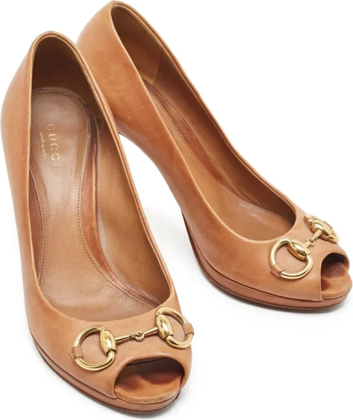 120mm Peep-Toe Leather Pumps - Image 3
