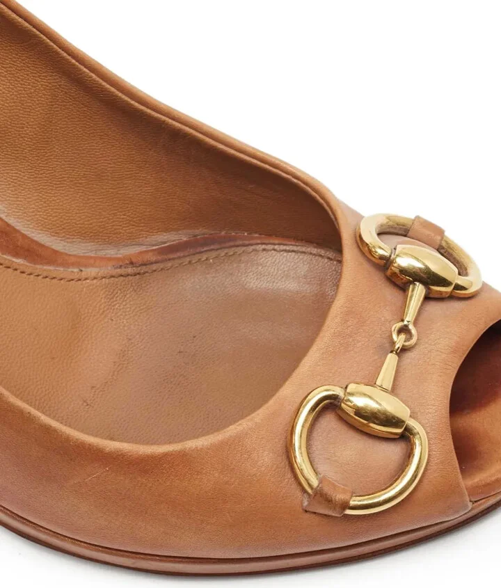 120mm Peep-Toe Leather Pumps - Image 5