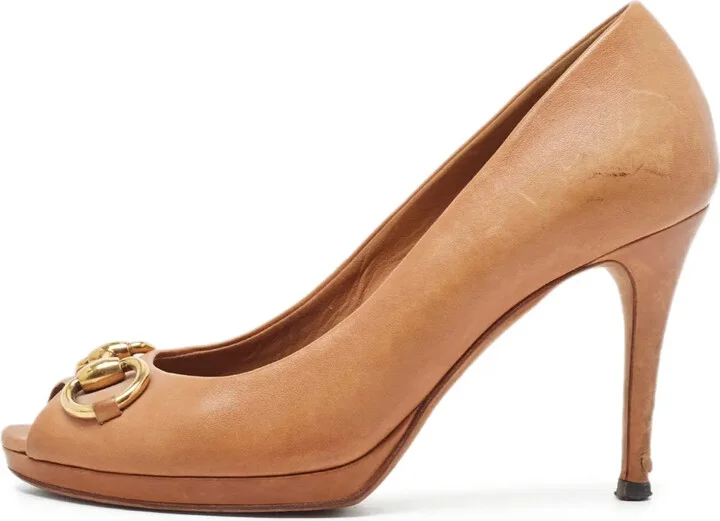 120mm Peep-Toe Leather Pumps