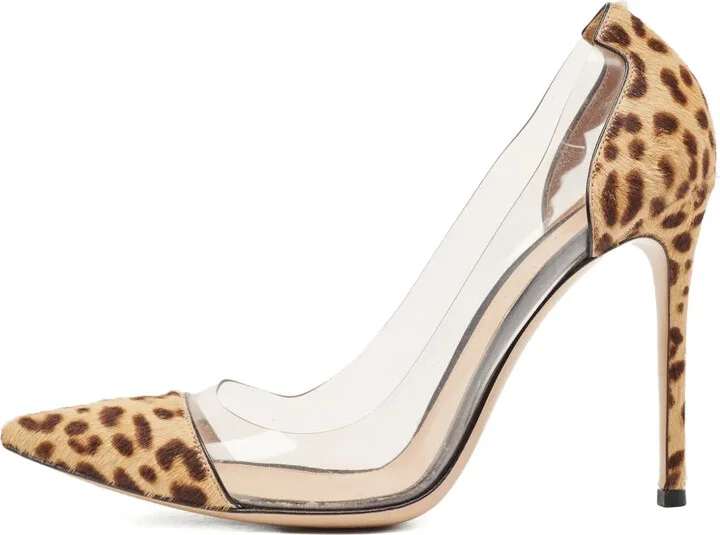 120mm Plexi leopard-print pumps