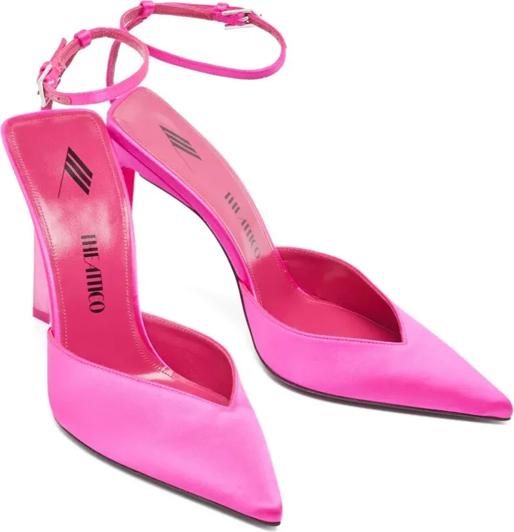 120mm Pointed Toe Satin Ankle Strap Pumps - Image 2