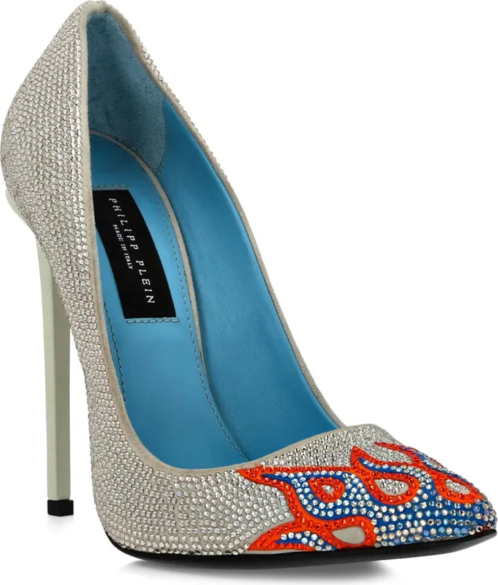 120mm Rhinestone-Embellished Suede Pumps - Image 2