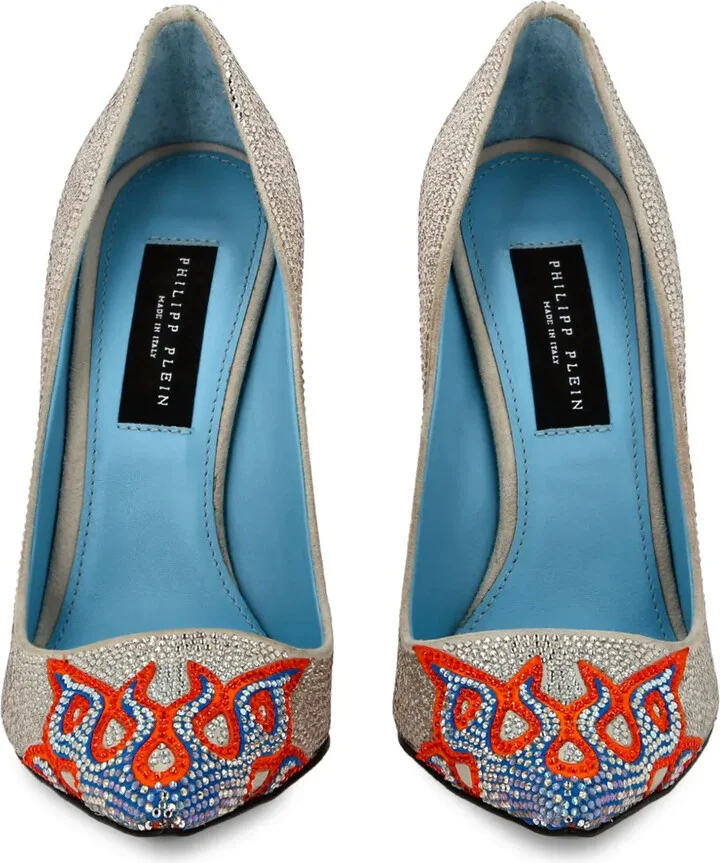 120mm Rhinestone-Embellished Suede Pumps - Image 3