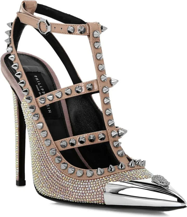 120mm Skull-Embellished Leather Pumps - Image 2
