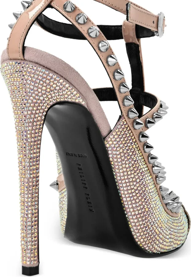 120mm Skull-Embellished Leather Pumps - Image 3