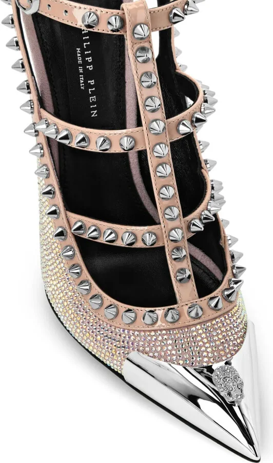 120mm Skull-Embellished Leather Pumps - Image 4