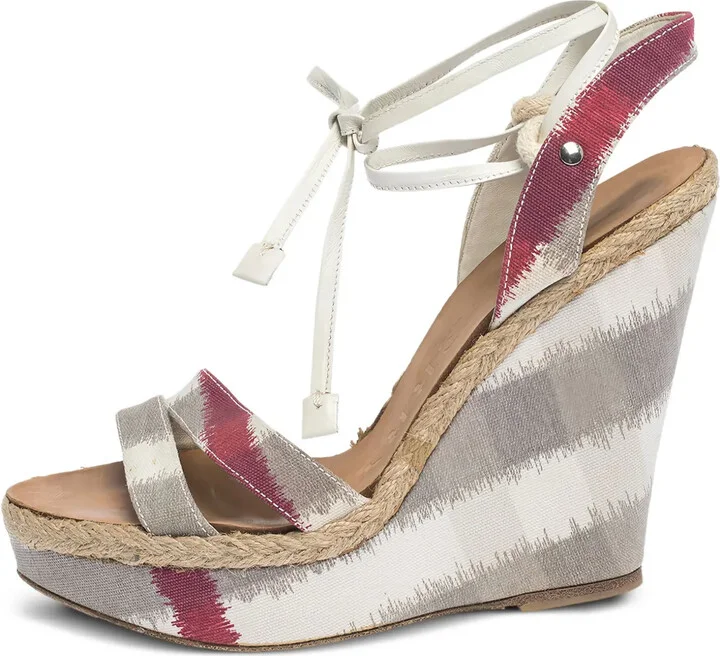 120mm Striped Wedge Sandals