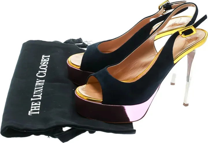 120mm Suede Platform Slingback Sandals - Image 5