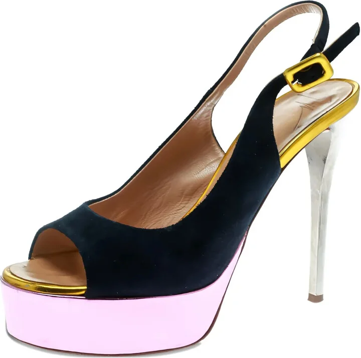 120mm Suede Platform Slingback Sandals