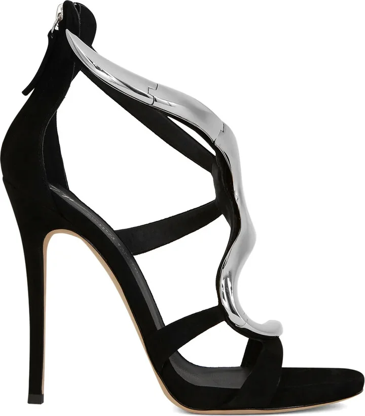 120mm Venere metallic-snake sandals