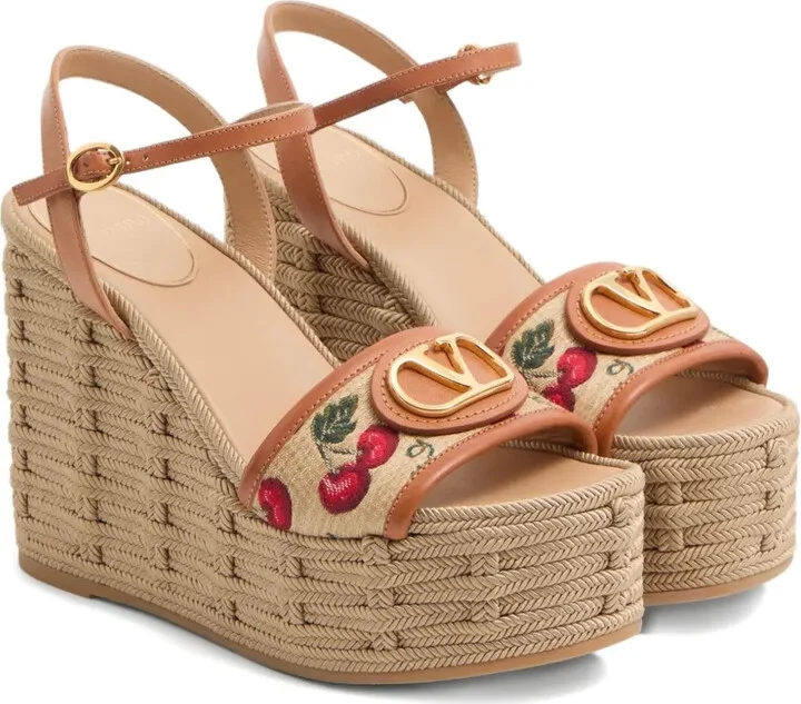 120mm VLogo Signature Cherryfic-print wedge sandals - Image 2