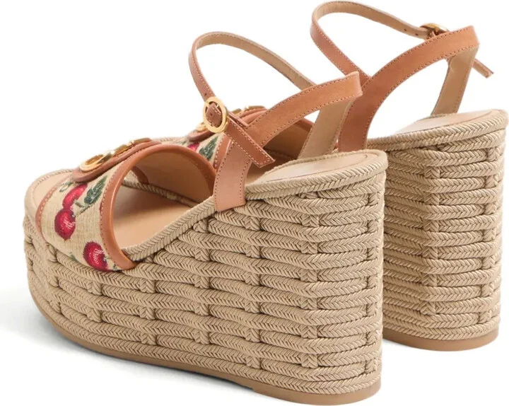 120mm VLogo Signature Cherryfic-print wedge sandals - Image 3