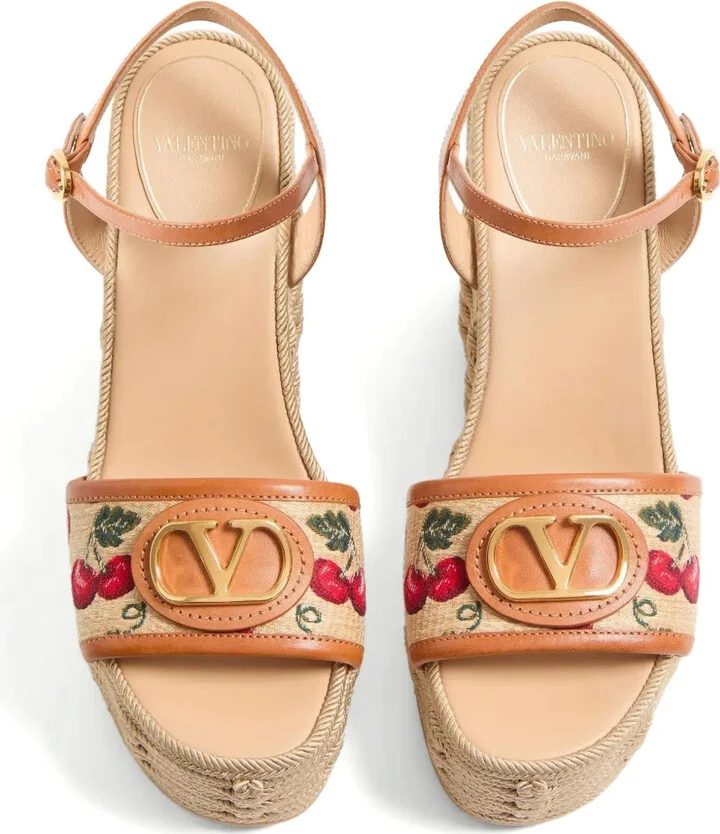 120mm VLogo Signature Cherryfic-print wedge sandals - Image 4
