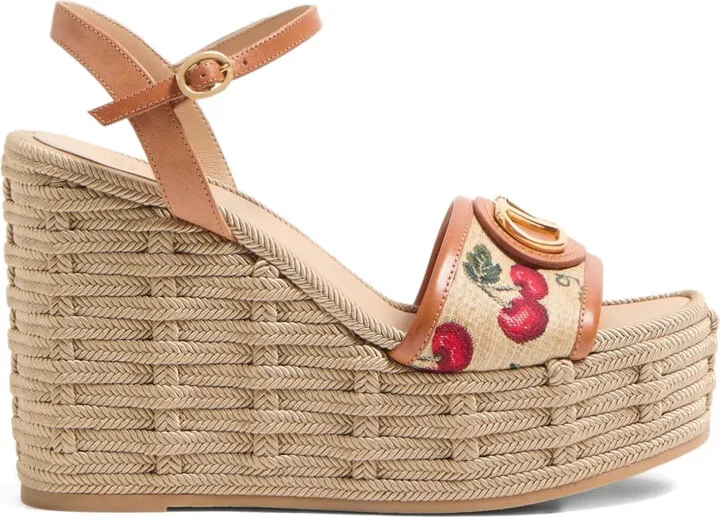 120mm VLogo Signature Cherryfic-print wedge sandals