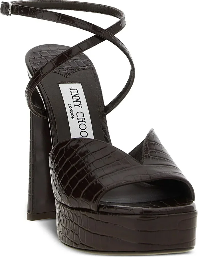 125mm Crocodile-Print Platform Sandals - Image 2