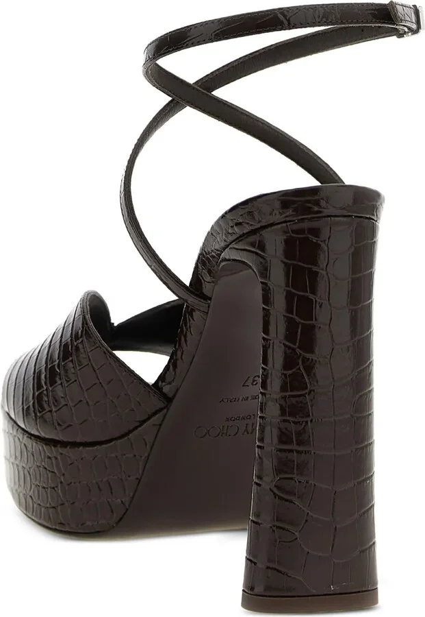 125mm Crocodile-Print Platform Sandals - Image 4