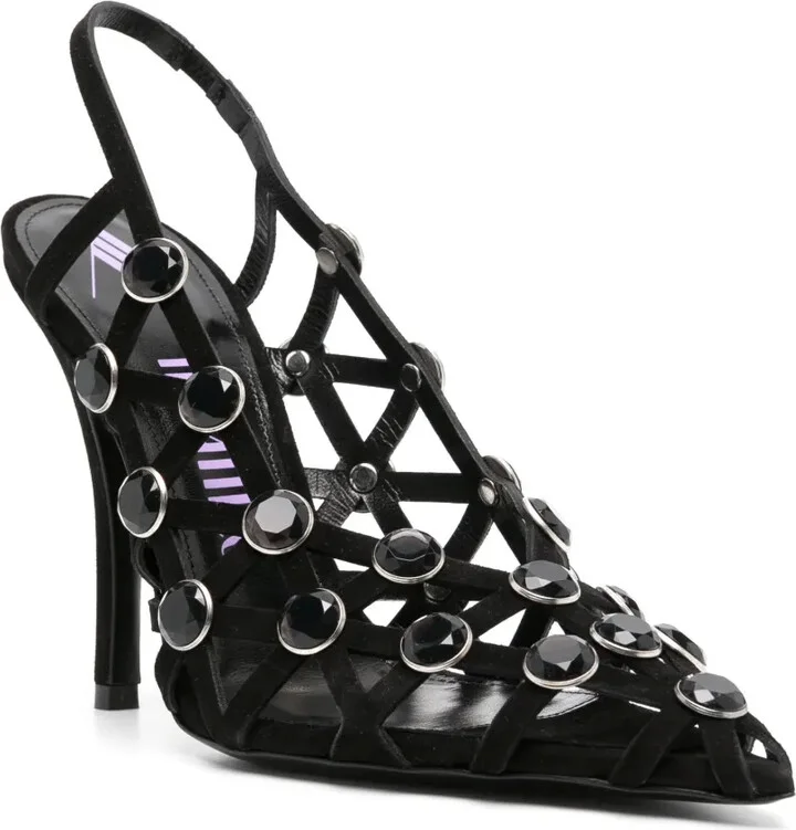 125mm Embellished Suede Slingback Pumps - Image 2