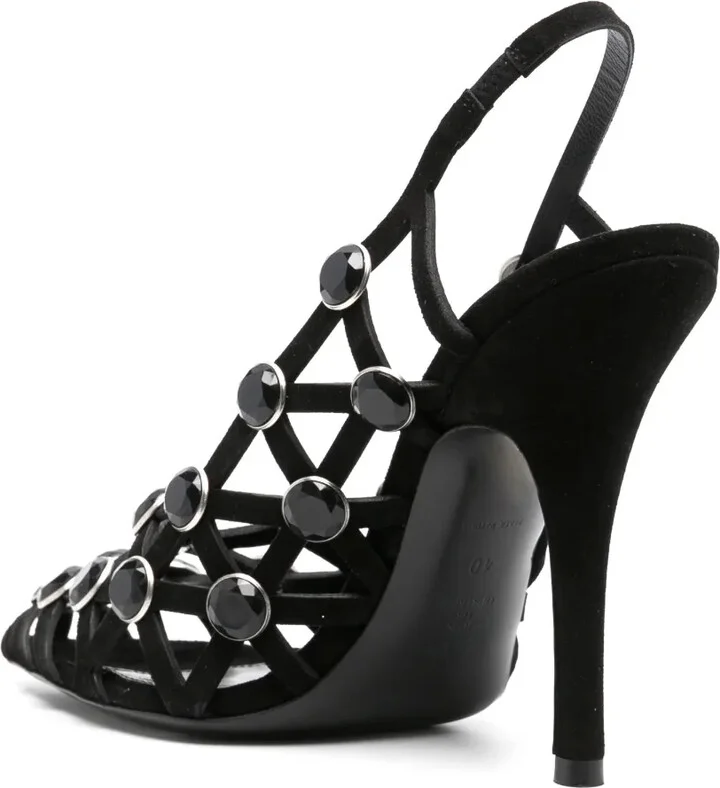 125mm Embellished Suede Slingback Pumps - Image 3