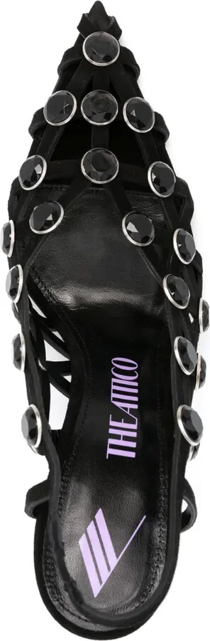 125mm Embellished Suede Slingback Pumps - Image 4