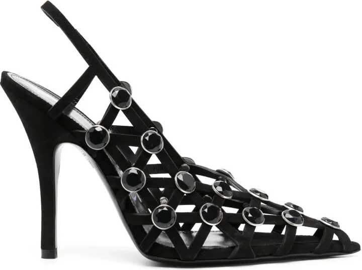125mm Embellished Suede Slingback Pumps