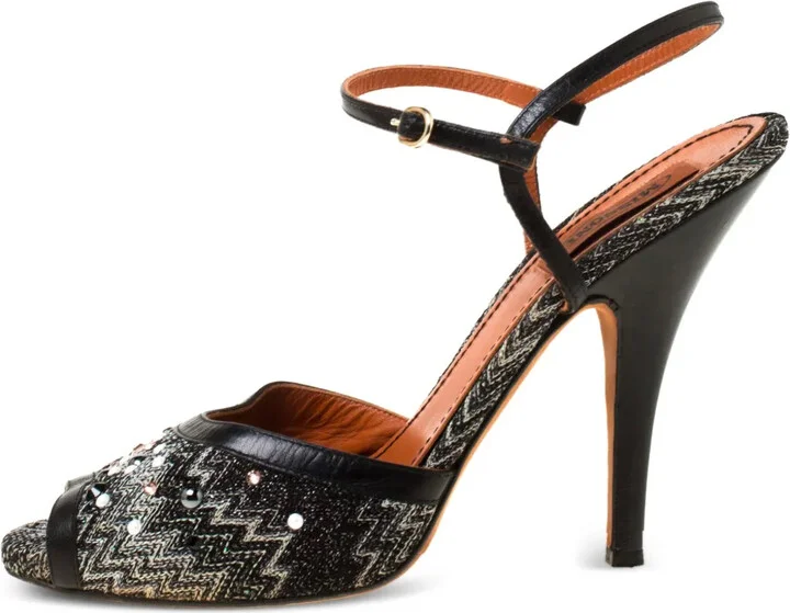 125mm Embellishment Zigzag Pattern Sandals