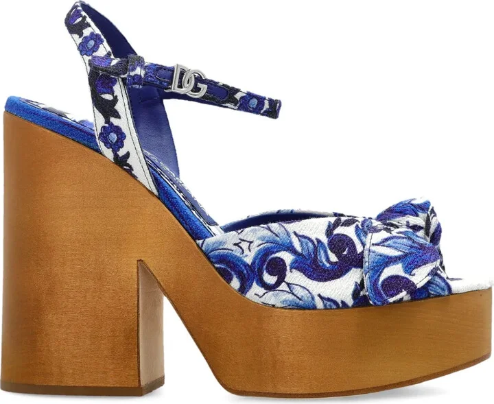 125mm Floral-Motif Heeled Sandals