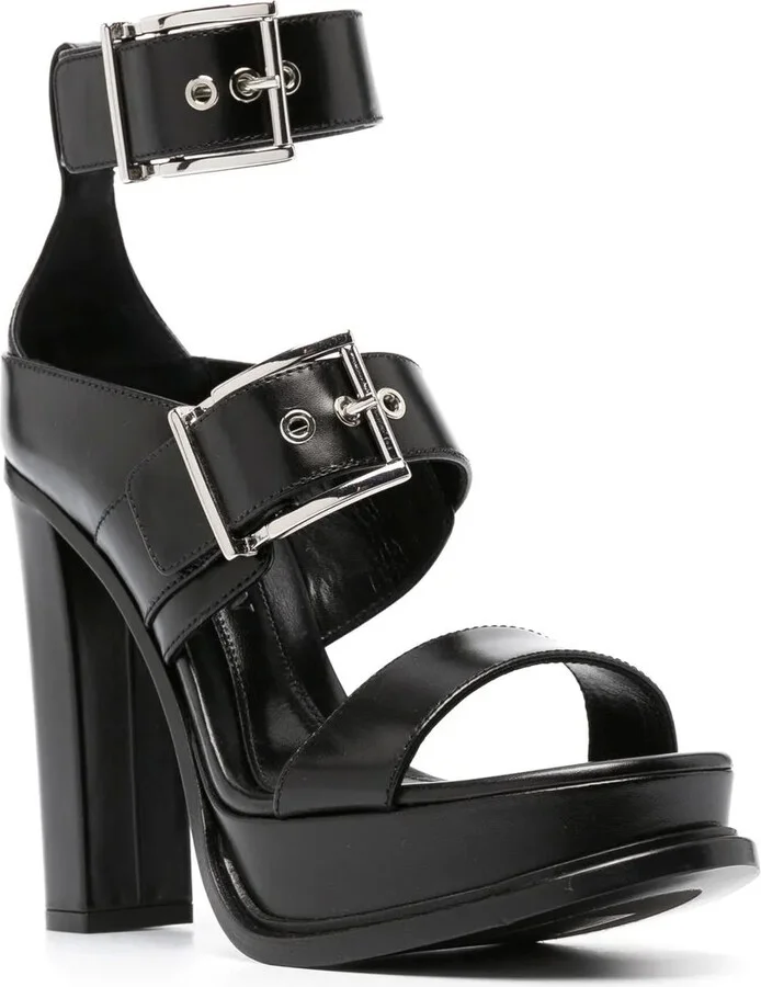 125mm Heeled Leather Sandals - Image 2