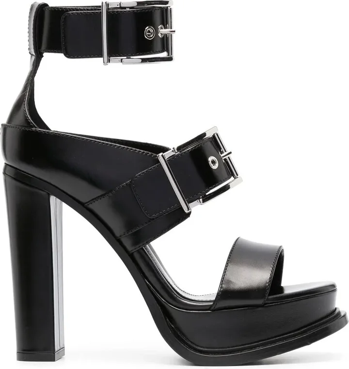 125mm Heeled Leather Sandals