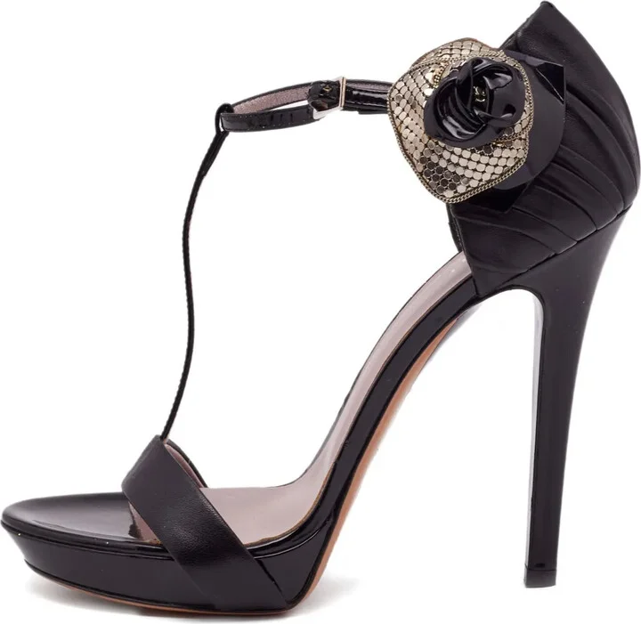 125mm Leather Floral Sandals