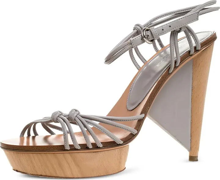 125mm Leather Knotted Platform Sandals - Image 2